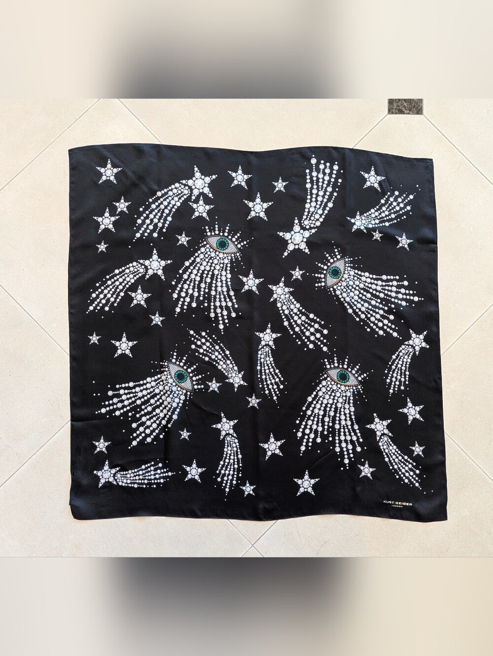 Kurt Geiger Black Satin Scarf